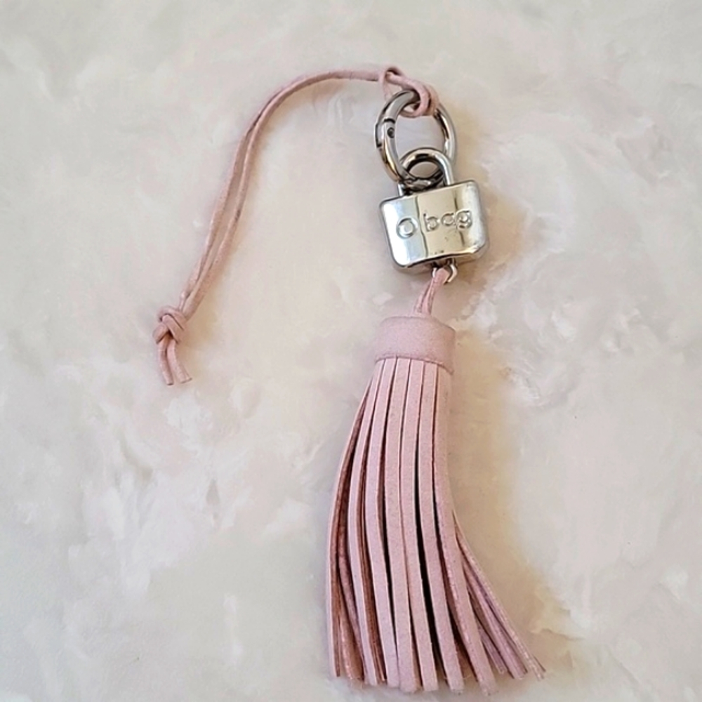O BAG Leather Tassel Pretty in Pink Bag Charm Key Ring